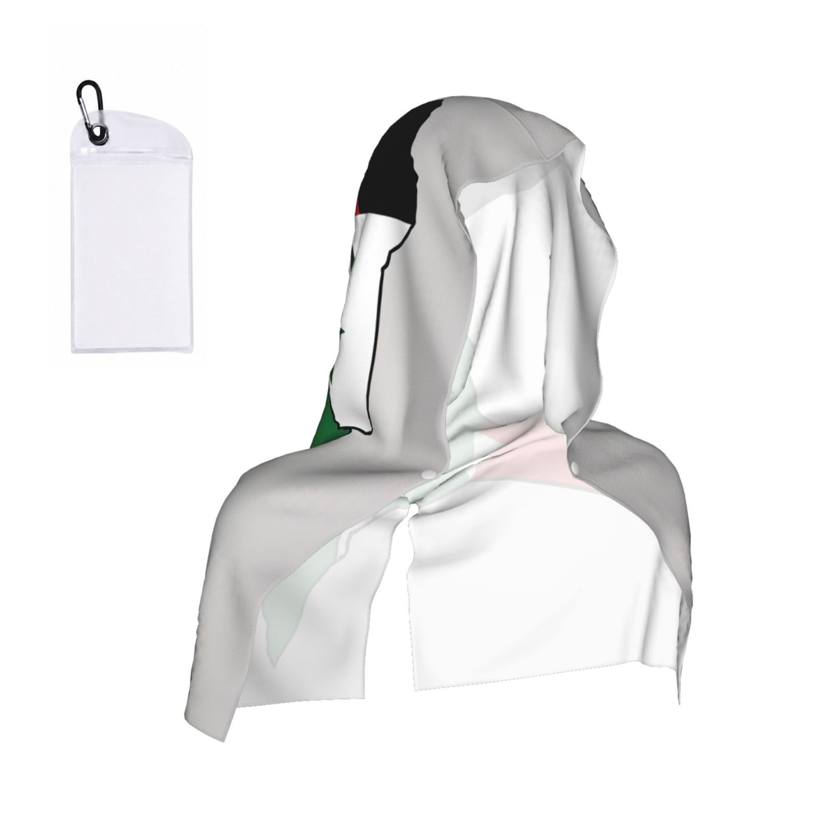 DUWAA State Of Palestine Flag Map02 Print Reusable Hoodie Cooling Neck Wrap, Hot Weather Outdoor Sports Workout Head Towel For Stay Chill