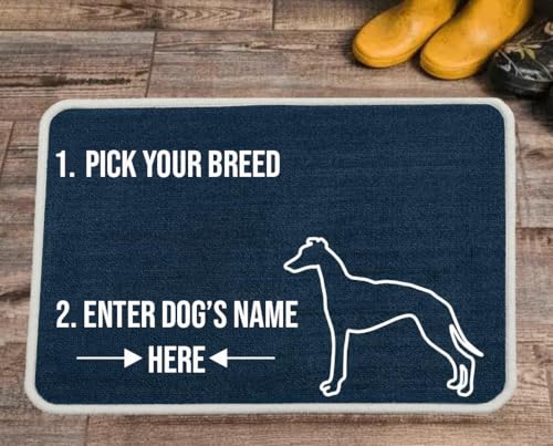 PET REBELLION | Personalised Extra-Large Pet Feeding Mat | Absorbent & Machine Washable | Customisable with Your Pet's Name | Non-Slip Backing | Whippet Blue