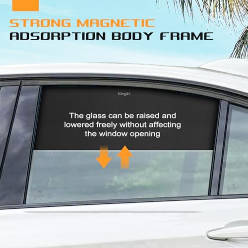 KINGKI Car Side Window Sun Shades, 4 PCS Window Sunshades Privacy Curtains, 100% Block Light for Breastfeeding, Taking a nap, Changing Clothes, Camping (Front&Back 4pcs)