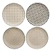 Widdop Set di 4 piatti piani retrò con motivo a piastrelle, 28 cm, colore: Panna nero e grigio