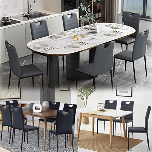 Modern Dining Chairs Set Of 4 W/Pu Leather Seat 300 Lbs Capacity Mid Century Dining Room Chairs Upholstered Kitchen Chairs W/Metal Legs For Restaurant/Living Room/Waiting Room/Farmhouse - Gray #TOP3