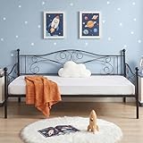 VECELO Daybed Frame, Twin Size Metal Platform Bed with Headboard,Heavy Duty Steel Slats Support for Living Room Bedroom Guest Room, Easy Assembly