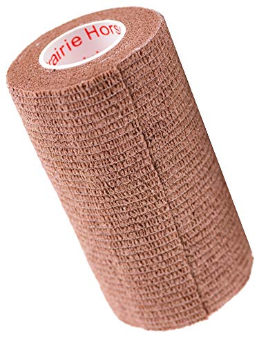 Image of Vet Wrap Tape (Brown) (2 Pack) (4 Inch x 15 feet) Self Adhesive Adherent Adhering Cohesive Flex Self Stick Bandage Grip Roll Dog Cat Pet Horse