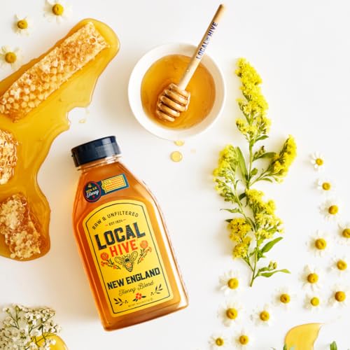Image of Local Hive New England Raw & Unfiltered - 16 oz | 100% Pure U.S. Honey | Natural Sweetener Sourced from American Bees & Beekeepers | Delicate Smooth Flavor | Ideal for Tea, Baking & Cooking