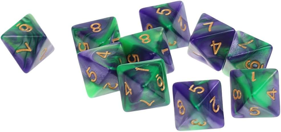10pcs 8 Sided Dice D8 Polyhedral Dice for and Dragons Table Games, Red Blue