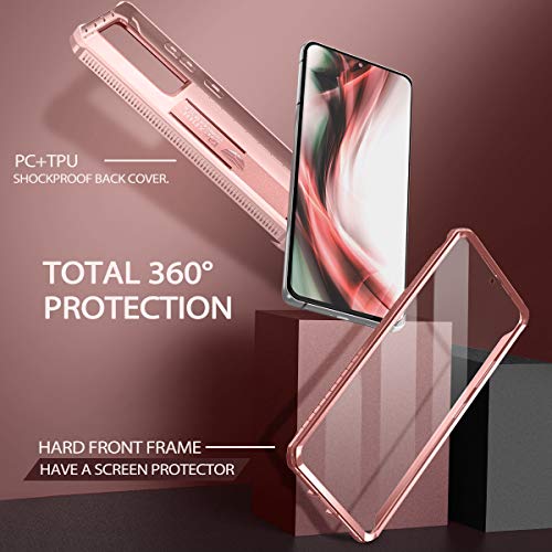 Image of Dexnor for Samsung Galaxy S21 Ultra Case, [Built in Screen Protector and Kickstand] Heavy Duty Military Grade Protection Shockproof Protective Cover for Samsung Galaxy S21 Ultra 5G, 6.8 inch Rose Gold