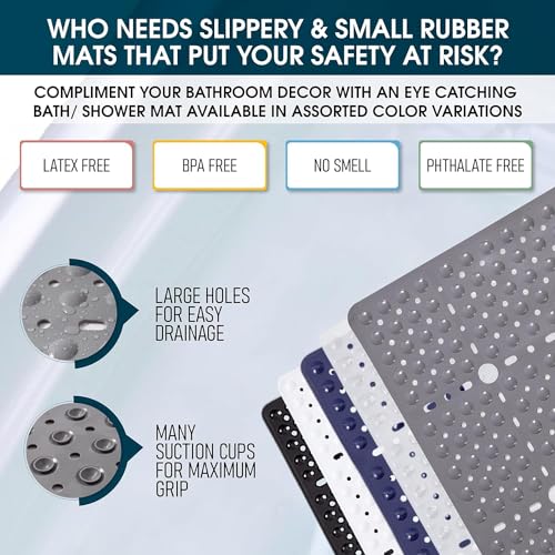 Image of ENKOSI Large Square Shower Mat - 27x27 inch Non Slip Shower Mats - Green Shower Mats for Showers Anti Slip - Shower Non Slip Mat - Shower Mat with Drain Hole - Square Bathroom Mat (Clear Green 27x27)