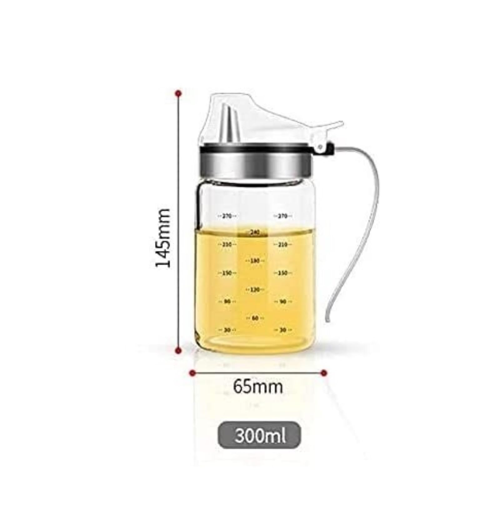 Dispenser per Olio e aceto, Bottiglia di Vetro con Tappo, Contenitore per condimenti a Tenuta stagna con identificazione della Linea di Scala