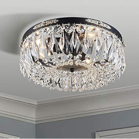 BESTIER Modern Gold Crystal Semi-Flushmount Chandelier Lighting LED Ceiling Light Fixture Lamp for Dining Room Bathroom Bedroom Livingroom Diameter 23 main image 0