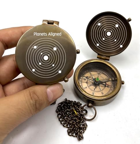 Brújula náutica de latón Qarzun Planets Aligned, regalo para viajeros miniatura 1