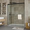 Sliding Shower Door, Aluminum Alloy Frame with 44-48" Adjustable Width x 72" Height, Features Double 6mm (1/4") Tempered Glass Panels, Matte Black Square Track, Space-Saving Bypass Design