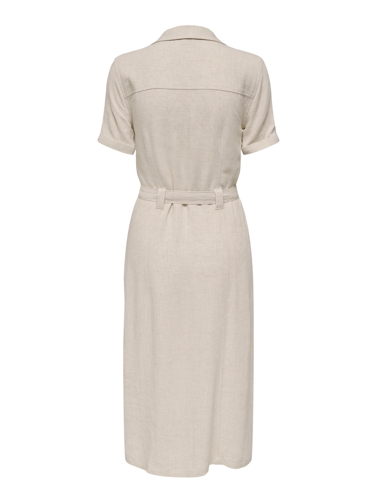 ONLY ONLSIESTA SS Lin BL Shirt Dress PNT Noos Femme Robe mi-Longue Beige 80% Viscose, 20% Lin
