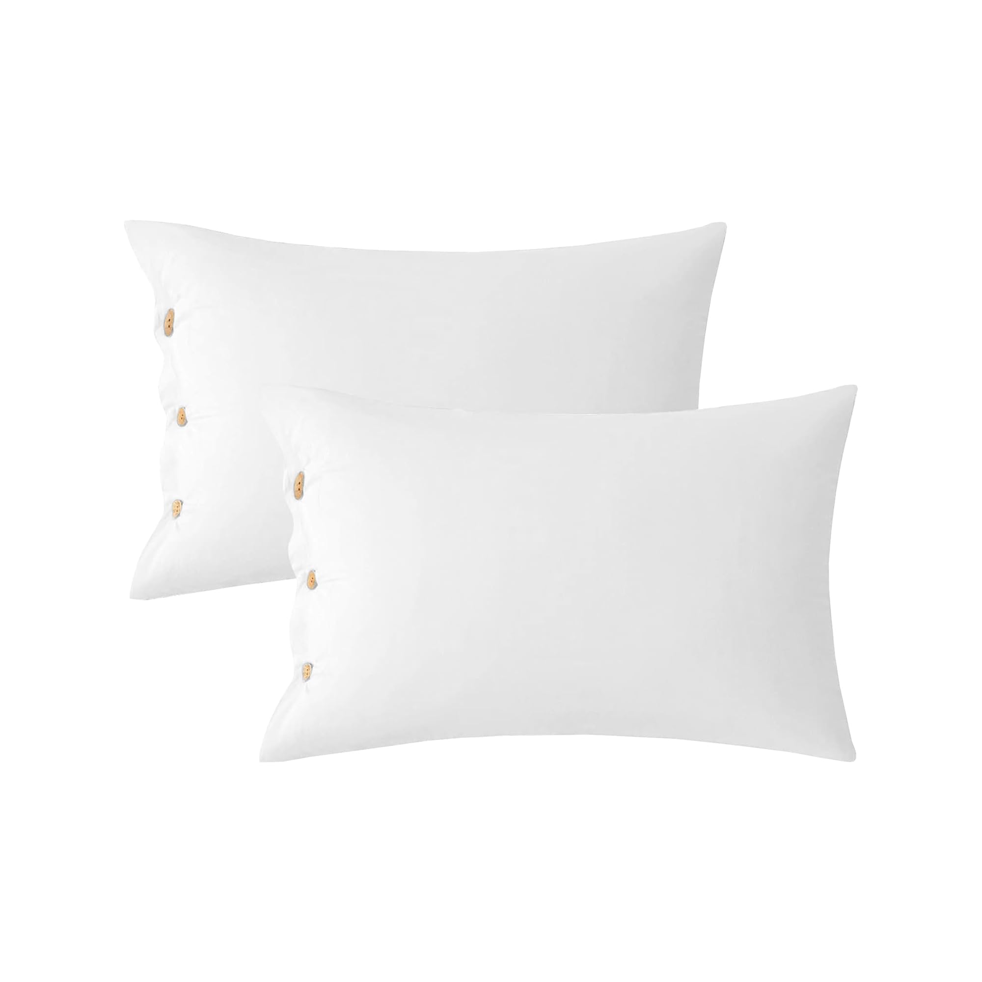 JELLYMONI Pillowcases King Set of 2 Cotton Button Pillow Covers 20×36in White Bed Pillow Cases 100% Washed Cotton Soft Breathable (Pillows are not