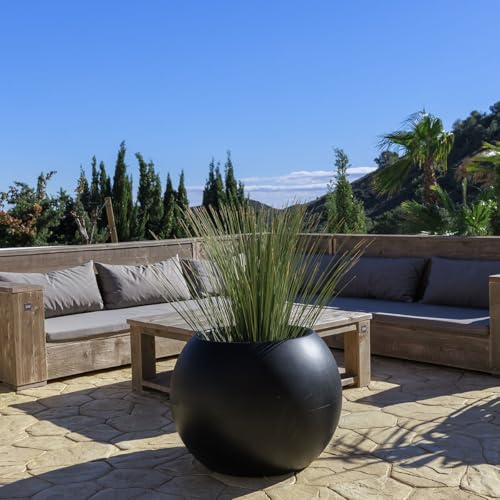 newgarden - Macetero Redondo para macetas y Plantas Dalia Muy Resistente al Exterior Tamaños Disponibles. Incluye Reserva y Drenaje de Agua. Hecho de Polietileno en España
