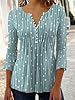 BISKAMY Long Sleeve Tops for Women V Neck Polka Dots Printed Blouse Elegant Ladies Tops Plus Size Casual Women Blouse Shirts Green #1