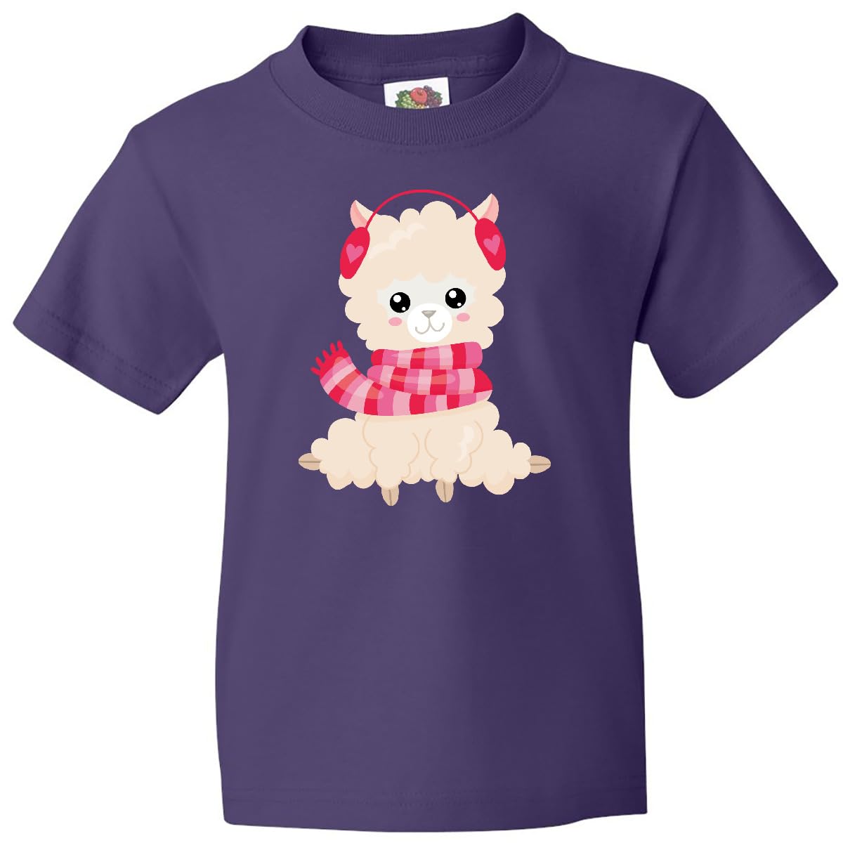 inktastic Winter Llama, Cute Llama, Alpaca, Scarf, Hearts Youth T-Shirt