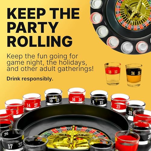 Shot Glass Roulette Drinking Game – 16-Piece Red/Black Set with 2 Metal Balls, Fun Adult Party Game for White Elephant, Game Nights, and Gifts - image 2