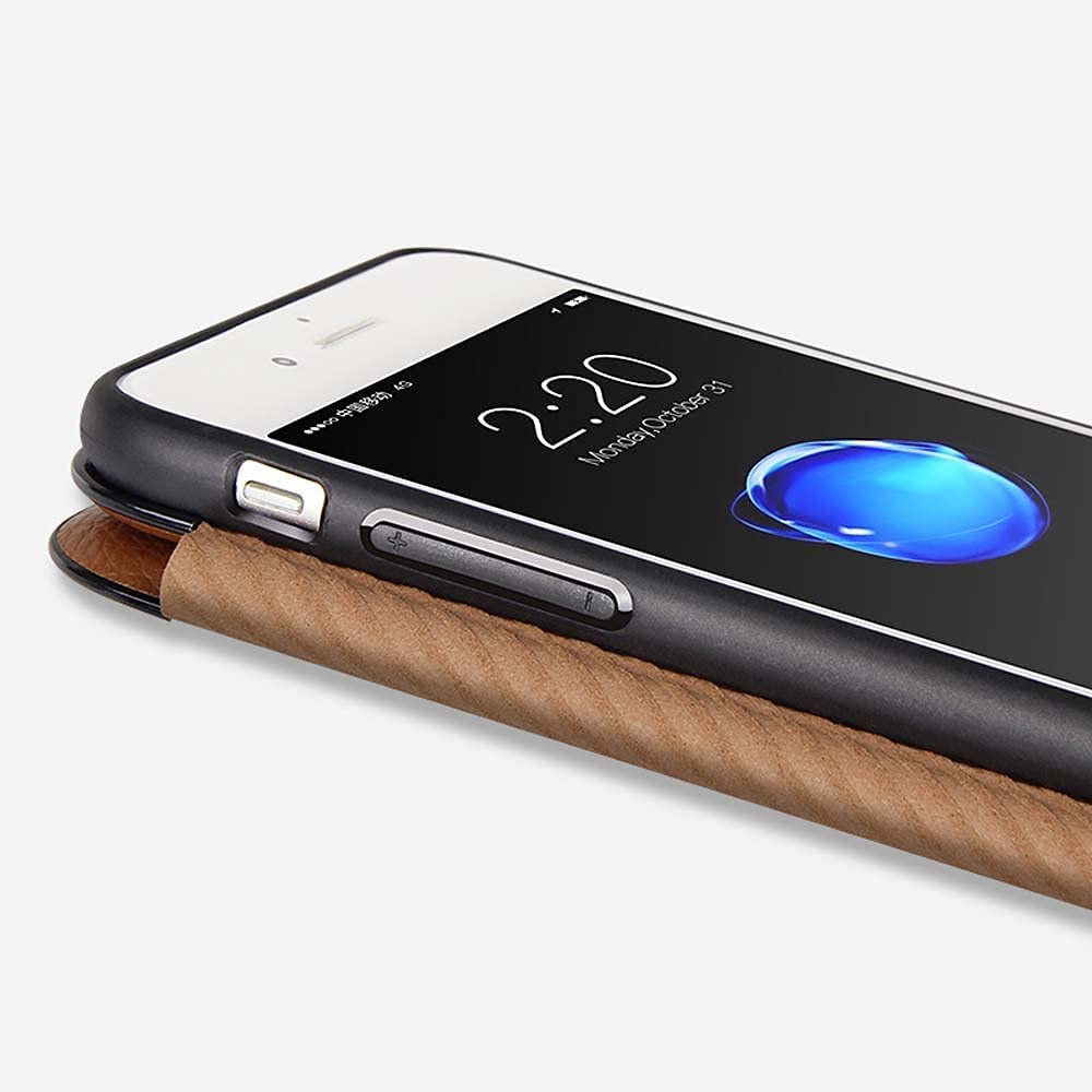 INFRI Étui de téléphone à rabat en cuir avec fente pour cartes, pour Apple iPhone SE 2020 (4,7 pouces), fonction de stent intégral, couverture antichoc (couleur : marron)