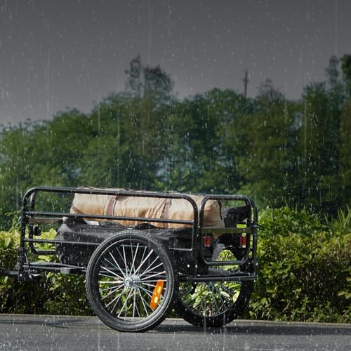 VEVOR Fahrradanhänger 72kg Tragkraft Transportanhänger faltbar und kompakt verstaubar Schnellverschluss mit Universalkupplung 40,6cm Räder sichere Reflektoren passend für 558,8-711,2mm große Fahrräder