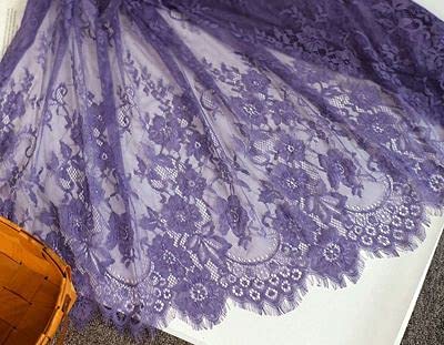 dekoracja koronkowa, Tkanina koronkowa z haftem wielokolorowym o szerokości 70 cm do majsterkowania i odzieży(Roland Purple)