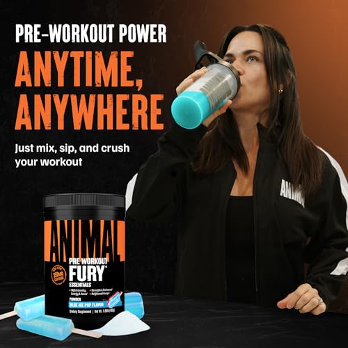 image for Animal Fury Pre Workout Powder – Blue Ice Pop, 350mg Caffeine, BCAA 
