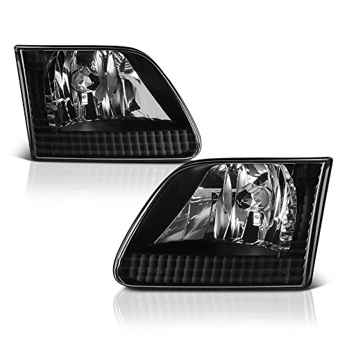 VIPMOTOZ For 1997-2003 Ford F150 Headlights - Matte Black Housing, Driver and Passenger Side