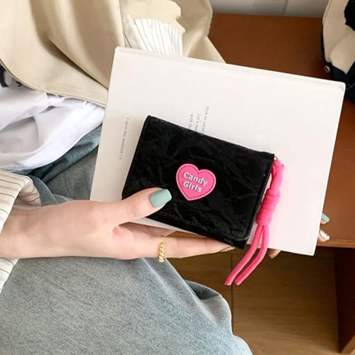 Lanyard Wallet Women Small Compact Tri-fold Pocket Mini Heart Candy Purse2