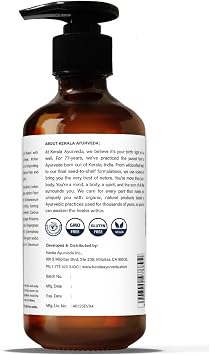 Kerala Ayurveda Herbal Skin Oil (Eladi Thailam) - Sesame Oil Based Ayurvedic Massage Oil for Radiant Body & Healthy Scalp - Moisturizes Dry Skin & Hair, Balances Vata and Kapha, 6.76 Fl Oz
