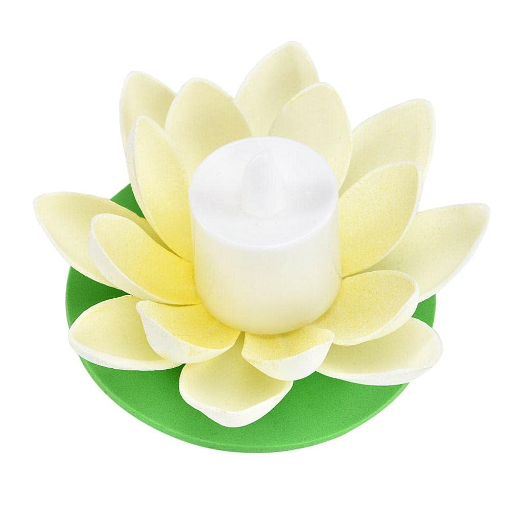 Waterproof Flameless Floating LED Lotus Lights Pool Decoration White 11.5cm-image-2