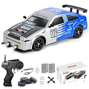 RC Drift Car Remote Control Car 2.4ghz 1/16 Scale 4WD High Speed RC Cars Vehicle with LED Lights Two Batteries and Drifting Tire Racing Sport Toy for Adults Boys Girls Kids Gift