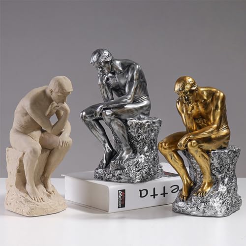 Estatua Decorativa Pensador 10 pulg Resina Bronze Dorado miniatura 4
