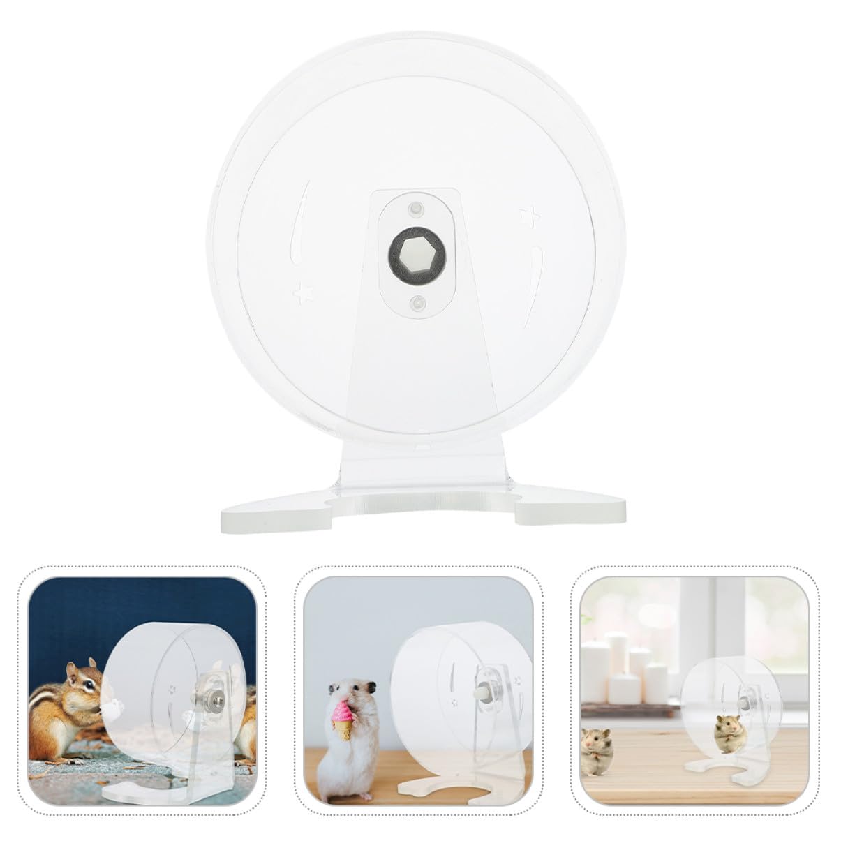 TOYANDONA Silent Transparent Hamster Wheel with Stand for Small Animals Quiet Running Exercise Toy for Mice And Gerbils Healthy Activity