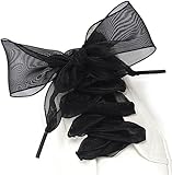 MarJunSep Ribbon Shoe Laces for Sneakers, Flat Lace Shoelaces for Women Girls Shoestrings 4CM Wide (1 Pair Black, 47')