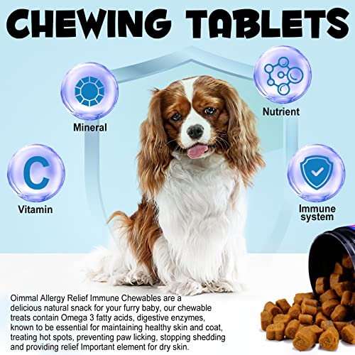 Dog Allergy Relief Chews, Itch Relief For Dogs, Allergy Relief Dog Treats W/Omega 3 + Pumpkin + Enzymes, Anti Itch Support & Hot Spots, Skin & Coat Immune Health Supplement For Dogs #TOP2