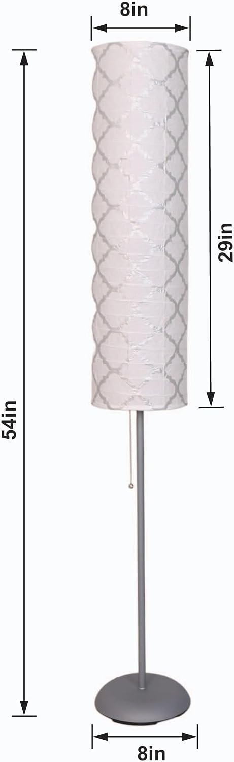 Benjamin 52” Modern Floor Lamp with Paper Lampshade, Minimalist Floor Lamp for Living Room, Bedroom, Home Office, LED Bulb Included