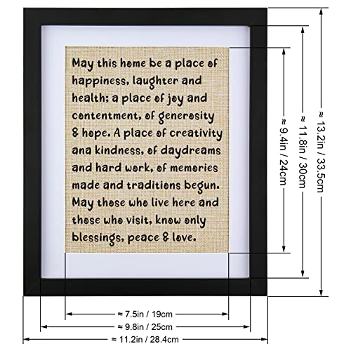 Framed Home Burlap Print 11" W X 13" H, Home Picture Frames, New Home Gifts For Friend, New House Gift For Homeowner Neighbors, Colleague, Friend, First Home Decorations, Housewarming Present For New House(Black) #TOP1