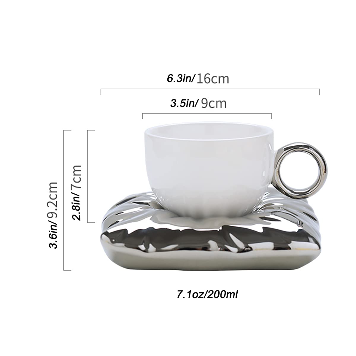 Taza de cerámica con Tapa, Taza de café de cerámica, Taza de té, Taza esmaltada Ideal para té, Leche, Cereales, Chocolate Caliente, Taza con Posavasos Creativo, 200 ml, 1 Pieza, Rosa