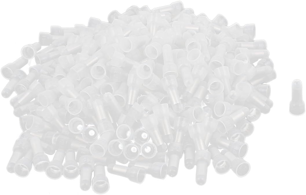 sourcing map 300Pcs Closed End Cap 22-18AWG Gauge Crimp Wire Connector Terminals, White