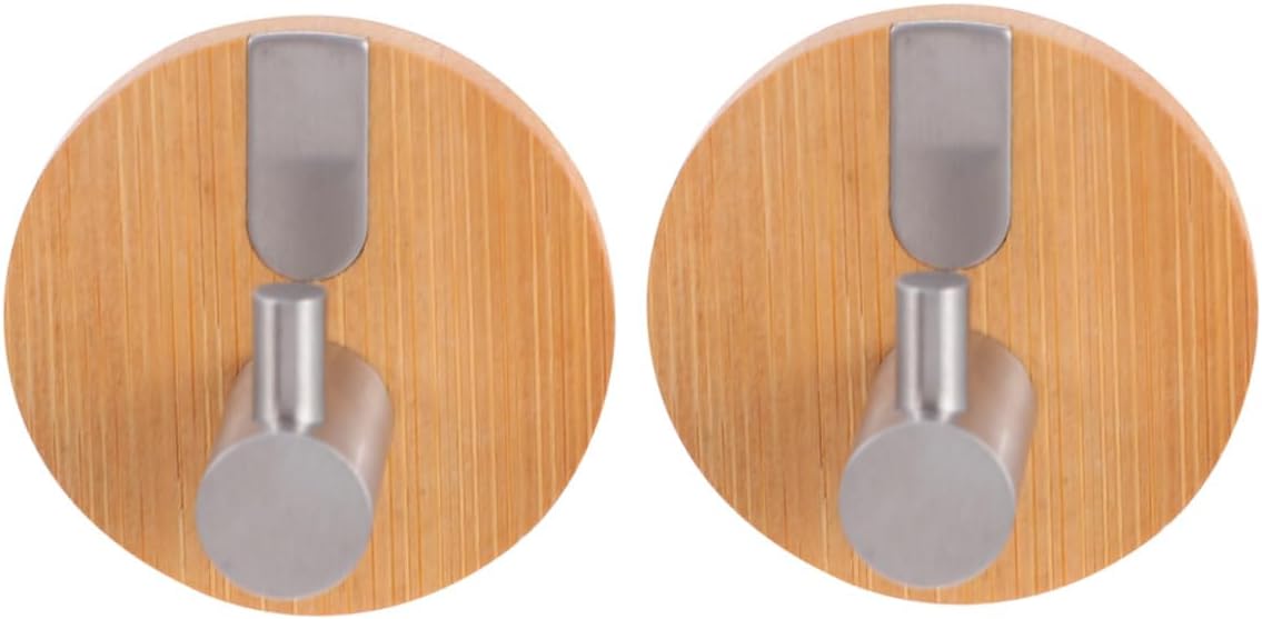 Operitacx Punch-Free and Stainless Steel Coat Hooks 2pcs, Self-Adhesive Round Clothing and Hat Hangers for Wall Storage in Home and Office