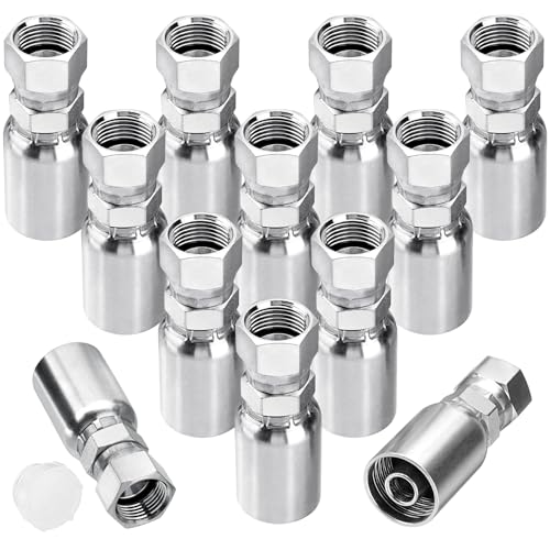 Image of 12 Pack Hydraulic Hose End Fittings: 1 /2 inch I.D. Hose x 1 /2 inch JIC 37 Female With Protection Cover Hydraulic End Swivel Crimp Fitting