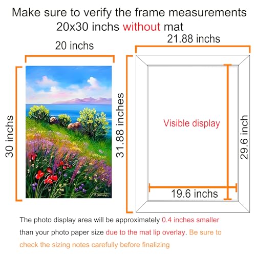 Image of BESCRCL 20x30 Picture Frame Brown, Poster Frames Wall Hanging, Display Pictures 20 x 30 without Mat, 1 Pack