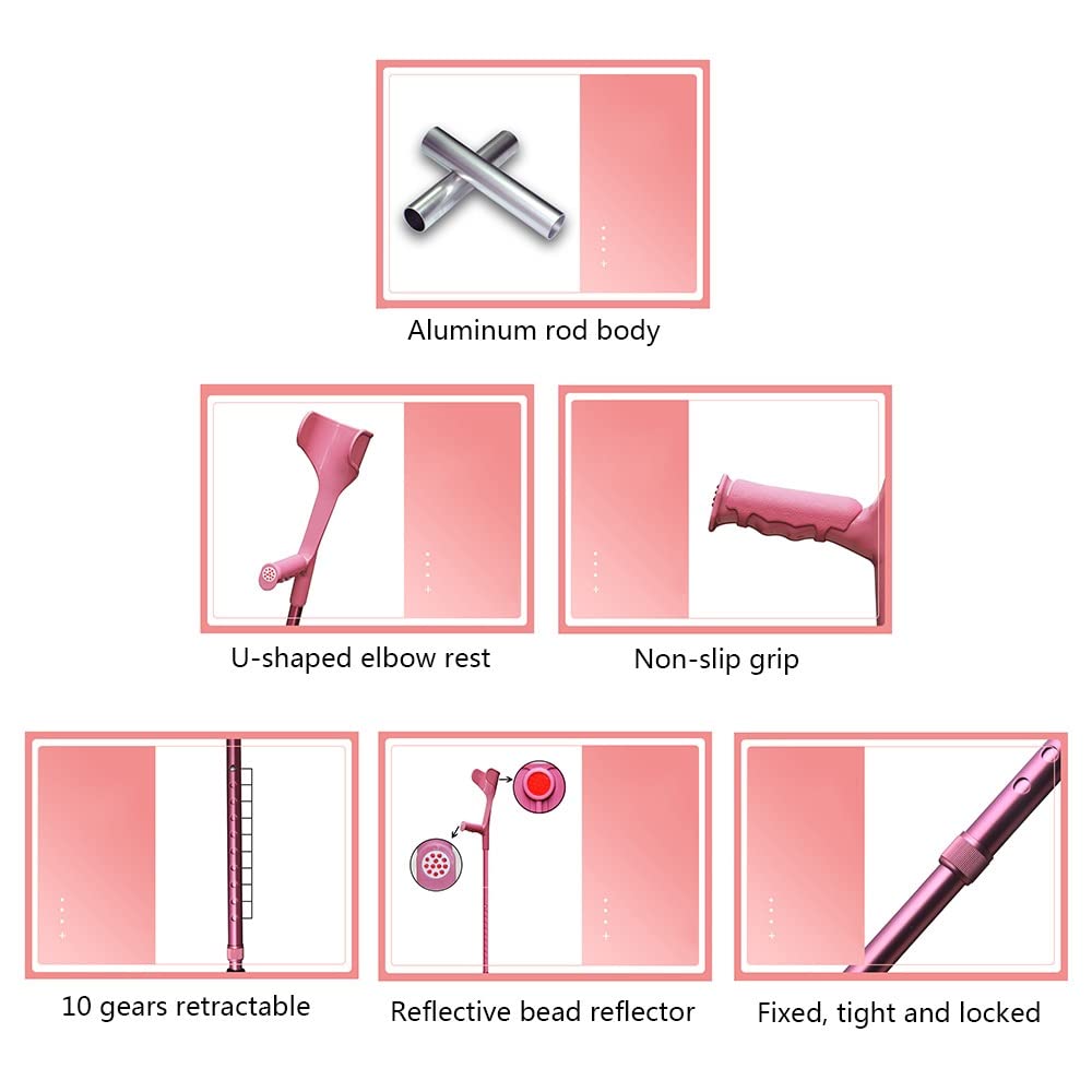 1 Par 2 Unidades Muletas Adultos, Muletas Médicas Antebrazo, Bastones Plegables, Muletas Ajustables, para Adultos y Niños con Alturas 140-190cm Decorate