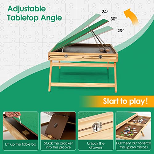 image for HONEY JOY 1000 PCS Portable Puzzle Table, 3-Angle Adjustable Jigsaw Bo