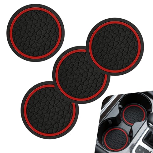 4 Piezas Posavasos de Silicona para Auto Rojo 2.76 pulg miniatura 1