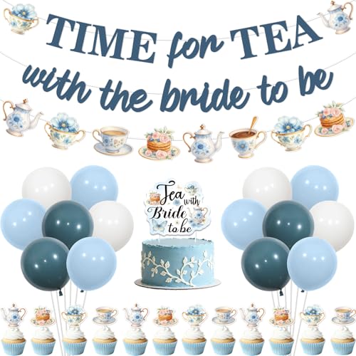 Tea with The Bride to Be Decorations Blue Floral Tea