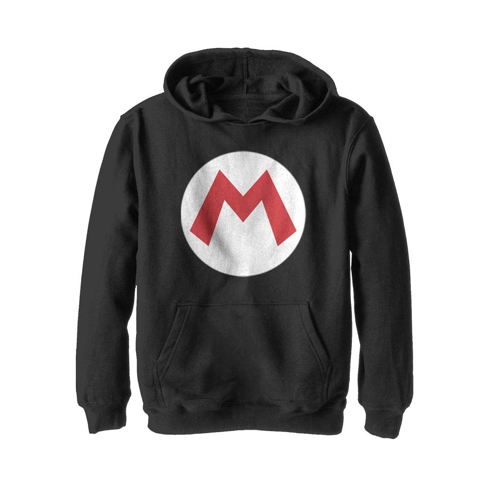 Nintendo Boys' Hooded Pullover Fleece, Black, XL