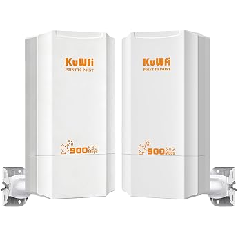 KuWFi 5.8GHz WLAN Bridge 900Mbit/s 2KM for Camera & Garage