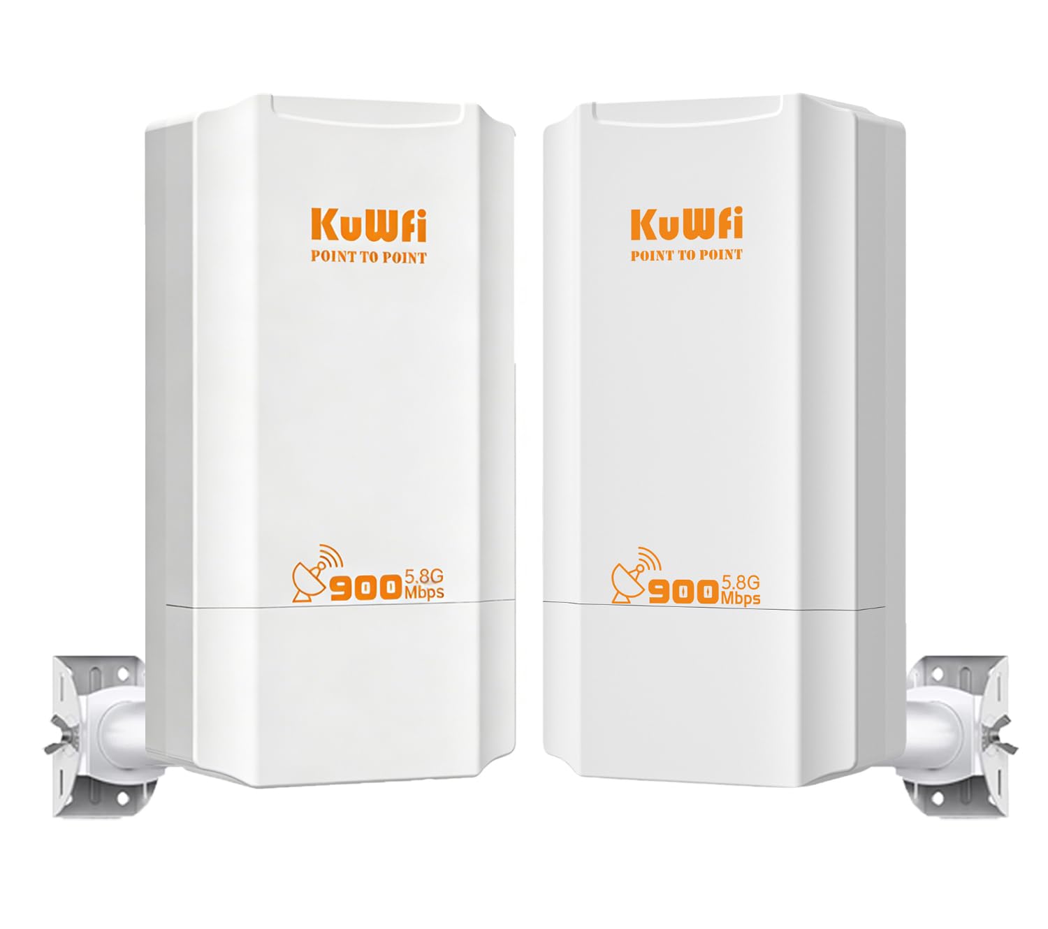 KuWFi Bridge WLAN 5,8 GHz, 900 Mbps Outdoor Wireless Bridges, 2 KM Point to Point WiFi Bridges,12 dBi Antenna 24 V PoE, IP65 Impermeabile Network Bridge per router Starlink/fotocamere/giardino/fienile