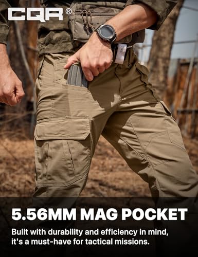 Image of CQR Men's Tactical Pants, Water Resistant Ripstop Cargo Pants, Lightweight EDC Work Hiking Pants, Outdoor Apparel