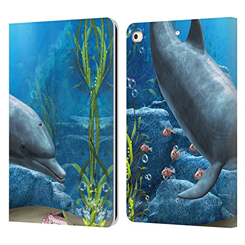 Étui portefeuille iPad 9.7 antichoc en cuir avec motif Dauphin pour éviter les rayures